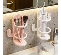Shein 1 pieza Soporte para cepillo de dientes montado en la pared sin taladro, puede almacenar brochas de maquillaje y peines, soporte para cepillo de dient