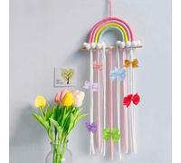 Shein 1 pieza Soporte para lazos de arcoíris rosa, Organizador de pared colgante de estilo bohemio para lazos, Perchero para almacenar accesorios para el ca