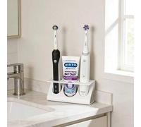 Shein 1 pieza Soporte triple para cepillo de dientes y pasta de dientes - Estante de almacenamiento para el baño - Organizador de tocador - Estante para afe