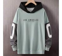 Shein 1 pieza Sudadera con capucha con estampado de letras y números de color contrastante para adolescentes varones, sudadera con capucha de Los Ángeles, s