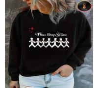 Shein 1 pieza Sudadera con capucha con estampado gráfico de la portada del álbum de la banda Three Days Grace, forro polar, cálida y acogedora para mujer