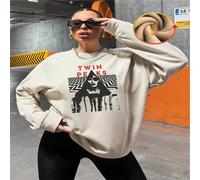 Shein 1 pieza Sudadera con capucha de mujer con estampado gráfico de personajes de Twin Peaks, jersey cálido y cómodo para el invierno y el otoño.