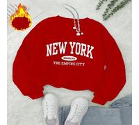Shein 1 pieza Sudadera con cuello redondo de felpa con estampado de la ciudad de Nueva York, Brooklyn, The Empire City, para mujer, regalo de cumpleaños o p