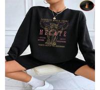 Shein 1 pieza Sudadera con cuello redondo de felpa con estampado gráfico de Hécate, estilo de gira mundial de la diosa, con invitados especiales de Artemisa