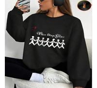 Shein 1 pieza Sudadera con cuello redondo de felpa forrada, de ajuste relajado, con gráfico de la banda Three Days Grace para mujer, cómoda y acogedora como