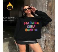 Shein 1 pieza Sudadera con cuello redondo de forro polar casual con estampado de letras coloridas "Mañana será bonito" para mujer, el regalo de cumpleaños y