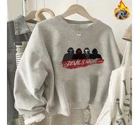 Shein 1 pieza Sudadera con cuello redondo de forro polar con gráfico de máscaras de la Noche de los Diablos para mujer, el regalo de cumpleaños y navidad pe