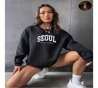 Shein 1 pieza Sudadera con estampado de la letra Seúl, Corea del Sur, perfecta para uso diario, regalo ideal para vacaciones y cumpleaños, atuendo casual có