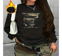 Shein 1 pieza Sudadera de cuello redondo con estampado de la portada del álbum de la banda The Cranberries para mujeres, de manga larga, jersey informal con
