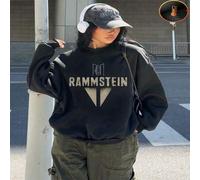 Shein 1 pieza Sudadera de cuello redondo de felpa informal con gráfico del logo de Rammstein, regalo de cumpleaños perfecto, presente para fiestas