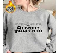 Shein 1 pieza Sudadera de cuello redondo de felpa para mujer con estampado de la película dirigida y escrita por Quentin Tarantino, estilosa, cómoda y acoge