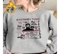 Shein 1 pieza Sudadera de cuello redondo holgada con gráfico impreso de las letras de la canción "Faith In The Future" de Louis Tomlinson para mujer.