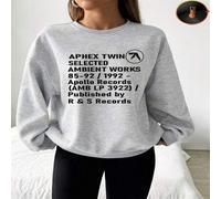 Shein 1 pieza Sudadera de cuello redondo para mujer con estampado de Aphex Twin Selected Ambient Works, blusa casual de manga larga, camiseta gráfica de mod