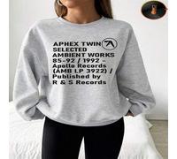 Shein 1 pieza Sudadera de cuello redondo para mujer con estampado de Aphex Twin Selected Ambient Works, 8592/1992 Apollo Records, AMB LP 3922. Sudadera de e