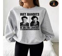 Shein 1 pieza Sudadera de cuello redondo para mujer con estampado de la foto policial de Harry y Marv, los Ladrones Mojados de Mi Pobre Angelito, gráfico di