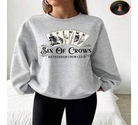 Shein 1 PIEZA Sudadera de felpa con cuello redondo con gráfico del Crow Club de Ketterdam de Six of Crows, perfecta para uso diario, un regalo perfecto para