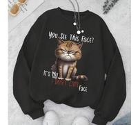 Shein 1 pieza Sudadera de mujer, estampado de letras de Jesús, cuello redondo, ligera para principios de invierno/otoño, forro polar, casual para uso diario