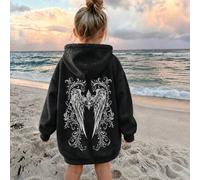 Shein 1 pieza Sudadera holgada de manga larga tipo pullover para niña preadolescente, estilo Y2K Millennium Street, gótico dark punk, vintage americano, lav
