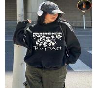 Shein 1 pieza Sudadera informal de felpa con cuello redondo con gráfico de la banda Rammstein, regalo de cumpleaños perfecto, presente festivo