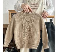 Shein 1 pieza Suéter de cuello redondo para niño, casual, cómodo, de moda, práctico y versátil con tejido texturizado, adecuado para la escuela, vuelta al c