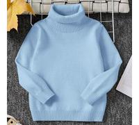 Shein 1 pieza Suéter holgado de cuello alto de unicolor cómodo y versátil para niños pequeños, se puede usar como capa base o prenda exterior en otoño e inv