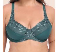 Shein 1 pieza Sujetador de mujer con alambres de acero, verde esmeralda, ultra delgado, sexy, bordado de encaje semitransparente, levanta y sostiene para bu