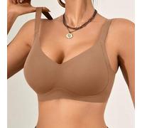 Shein 1 pieza Sujetador inalámbrico sin costuras de unicolor con cuello en V profundo y almohadilla no desmontable para mujer Ocili