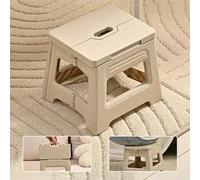 Shein 1 pieza Taburete plegable mini ultraligero de color blanco crema - Resistente y ajustable, perfecto para el hogar, la cocina, el baño, la pesca y las
