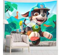 Shein 1 pieza Tapiz colgante de pared de Paw Patrol Dino Rescue - Cachorro de dibujos animados vibrante con dinosaurio y fondo de la selva, decoración de pa