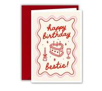 Shein 1 pieza Tarjeta de cumpleaños con sentimiento para la mejor amiga con poema de amor divertido, diseño rosa y blanco - Regalo de cumpleaños ideal de pr