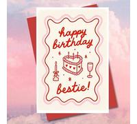 Shein 1 pieza Tarjeta de cumpleaños con sentimiento para la mejor amiga con poema de amor divertido, diseño rosa y blanco - Regalo de cumpleaños ideal de pr