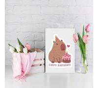 Shein 1 pieza Tarjeta de cumpleaños divertida con capibara para esposo, mamá, novio, papá, hermana, esposa - Mejor regalo de cumpleaños para amigos y famili