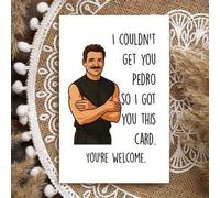 Shein 1 pieza, Tarjeta de cumpleaños divertida con gráfico de Pedro - "No pude conseguirte a Pedro, así que te conseguí esta tarjeta" - Saludo humorístico p