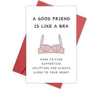 Shein 1 pieza Tarjeta de cumpleaños divertida para mujeres, mejores amigas, hermanas, 'Una buena amiga es como un sostén' Tarjeta de amistad para dama de ho