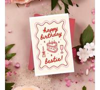 Shein 1 pieza Tarjeta de cumpleaños sincera para la mejor amiga con un poema de amor divertido, diseño rosa y blanco - Regalo de cumpleaños ideal de primave