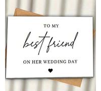 Shein 1 pieza Tarjeta de felicitación sincera para bodas, "A MI MEJOR AMIGA EN SU DÍA DE BODA", es adecuada para dar a buenos amigos el día de la boda, expr
