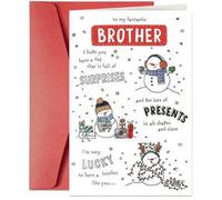 Shein 1 PIEZA Tarjeta navideña cálida para hermanos - "Tengo tanta suerte de tener un hermano como tú" - Tarjeta festiva con sobre, adecuada para Navidad, r