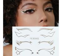 Shein 1 pieza Tatuaje temporal de delineador de ojos en 3D plateado