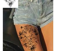 Shein 1 pieza Tatuaje temporal de tigre, tatuaje temporal resistente al agua y sexy para el Body de la mujer en la cintura y los muslos, tatuaje de papel ne