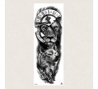 Shein 1 pieza Tatuaje temporal grande y resistente al agua con diseño realista de flor, tigre o lobo