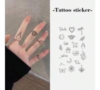 Shein 1 pieza Tatuaje temporal pequeño a prueba de agua, resistente al sudor y no reflectante con diseños de avión, huella de pata, mariposa y luna, que dur