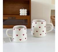 Shein 1 pieza Taza cerámica con forma de corazón de 200ml/420ml, taza de café con diseño circular, diseño minimalista y elegante, adecuada para café con lec