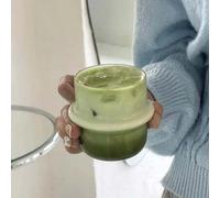 Shein 1 pieza Taza con forma creativa de 250ml, vaso de vidrio transparente, taza de agua, taza de café, vaso de jugo, taza de matcha, vaso de bebida con hi