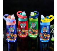 Shein 1 Pieza Taza de agua de fiesta Paw Patrol de 500ml/16oz, botella de agua de gran capacidad con pajita, asa portátil y a prueba de fugas, adecuada para