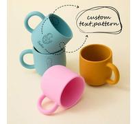 Shein 1 pieza Taza de bebé de silicona personalizada con asa única, impresión bajo demanda, vajilla de bebé personalizada, botella de agua de bebé personali