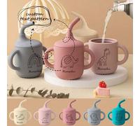 Shein 1 Pieza Taza de bebé personalizada con patrón de nombre personalizado, Vajilla de bebé personalizada, Taza antiderrame impresa bajo demanda, Botella d