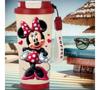 Shein 1 pieza Taza de café aislada al vacío de 500ml con diseño de estampado de leopardo de Minnie Mouse - Taza de viaje de doble pared para bebidas calient