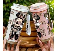 Shein 1 pieza Taza de café aislada al vacío de 500ml con diseño de estampado de leopardo de Minnie Mouse - Taza de viaje de doble pared para bebidas calient