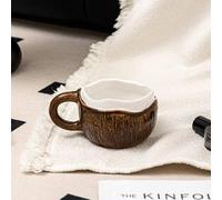 Shein 1 pieza Taza de café de cerámica de 220ml con forma de cáscara de coco, taza de postre con forma de coco, taza creativa elegante, apta para café con l