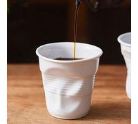 Shein 1 pieza Taza de café de cerámica - Diseño plegable asimétrico único, apta para microondas, reutilizable, lavable a máquina - Adecuada para oficina, ho